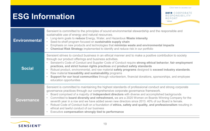 Sensient Fourth Quarter 2020 Investor Presentation slide image #20