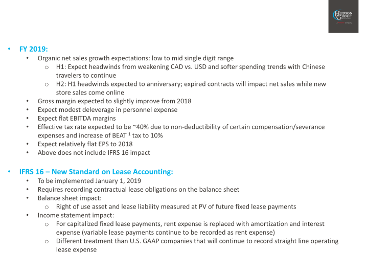 Hudson Group 2018 Year End Results slide image #18