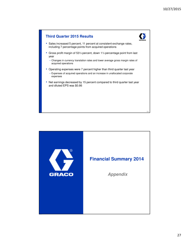 Investor Presentation Third Quarter 2015 slide image #28