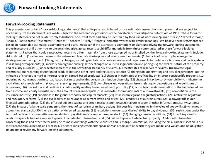 First Quarter 2015 Earnings Presentation slide image #15
