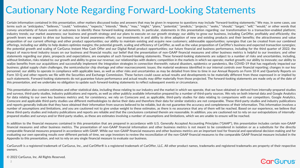 Cargurus Q2 2022 Business Update slide image #3