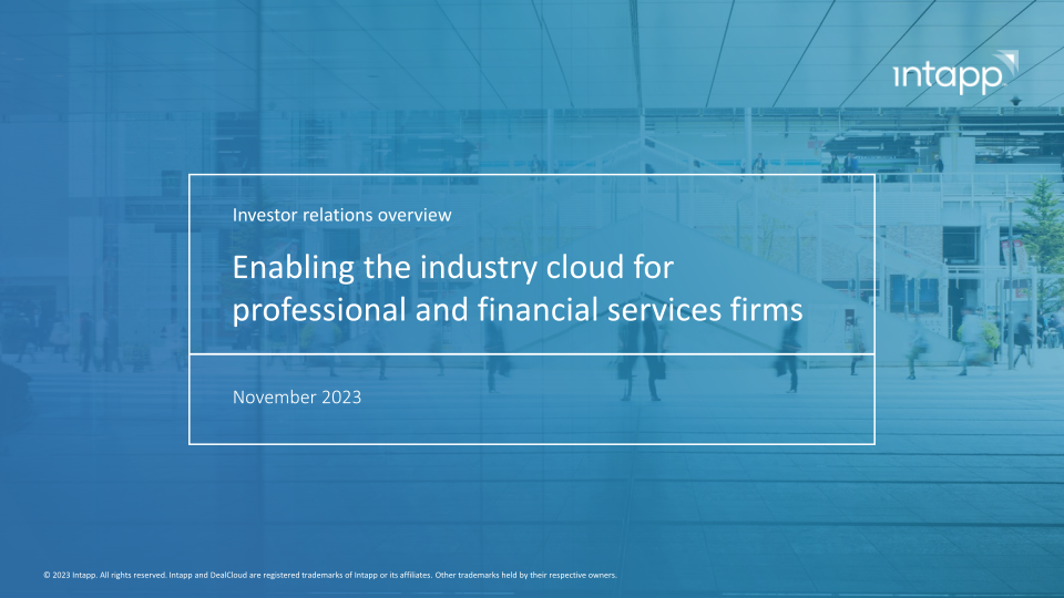 Intapp Enabling the Industry Cloud for Professional and Financial Services Firms image