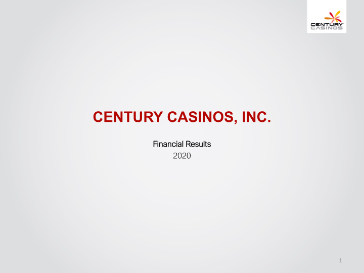 Century Casinos, Inc. Financial Results 2020 image