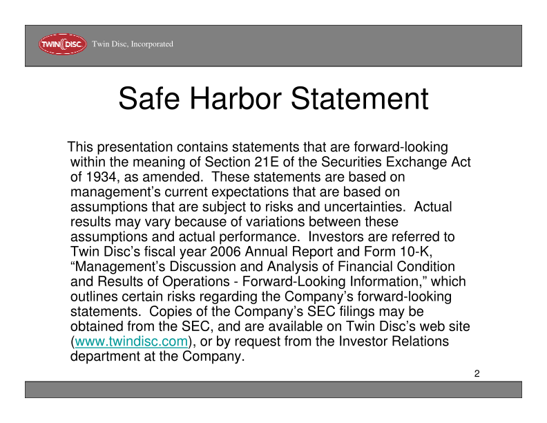 Twin Disc Company Presentation slide image #3