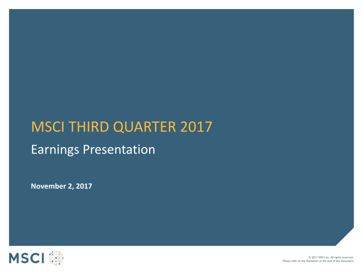 Msci Third Quarter 2017 Earnings Presentation image