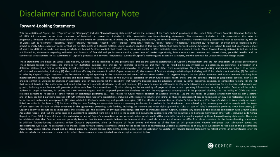 Cepton Q2 23 Business Update slide image #3