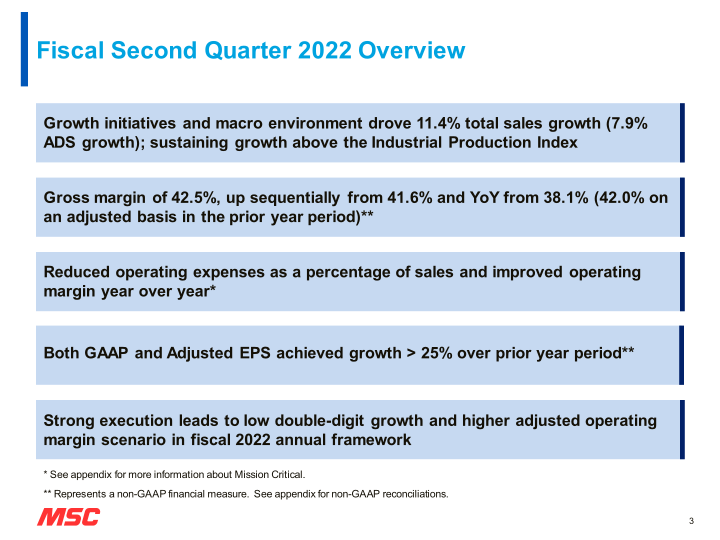 MSC Fiscal Second Quarter 2022 Earnings Presentation slide image #4