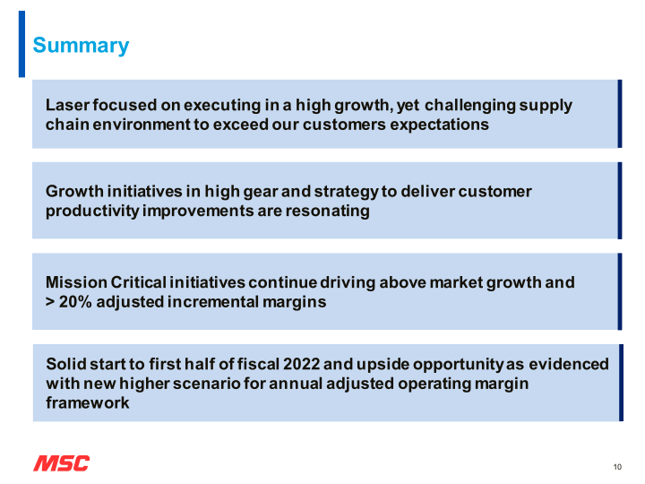 MSC Fiscal Second Quarter 2022 Earnings Presentation slide image #11