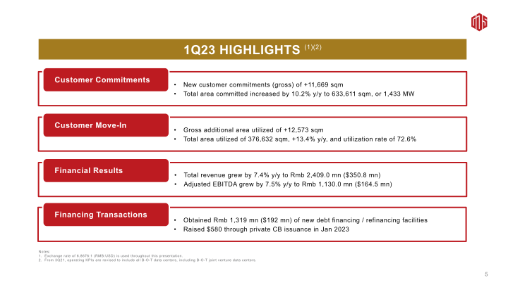 GDS 1Q23 Earnings Call slide image #7