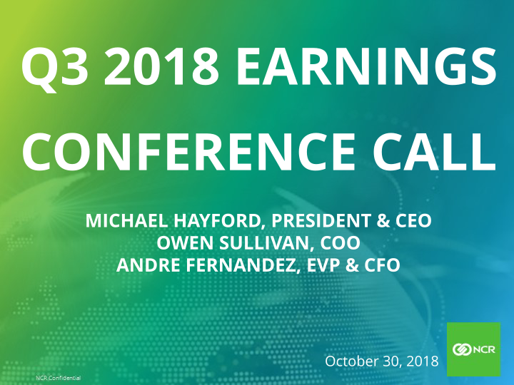 Q3 2018 Earnings Conference Call image