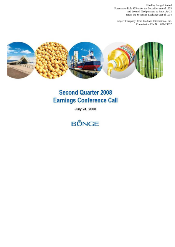 Ingredion Second Quarter 2008 Earning Conference Call image