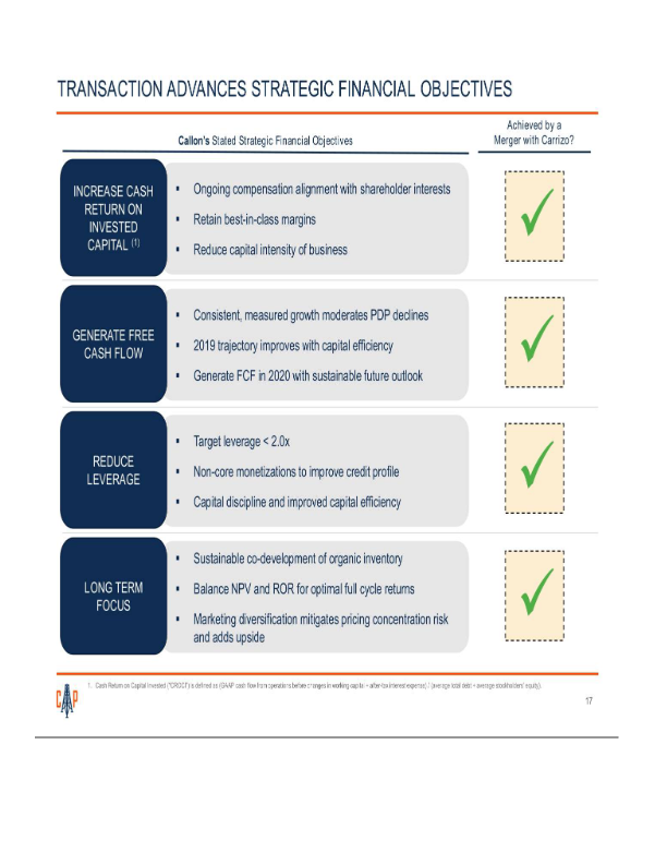 Callon Acquisition of Carrizo Amended Merger Agreement slide image #19