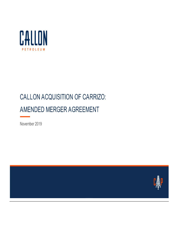 Callon Acquisition of Carrizo Amended Merger Agreement slide image #3