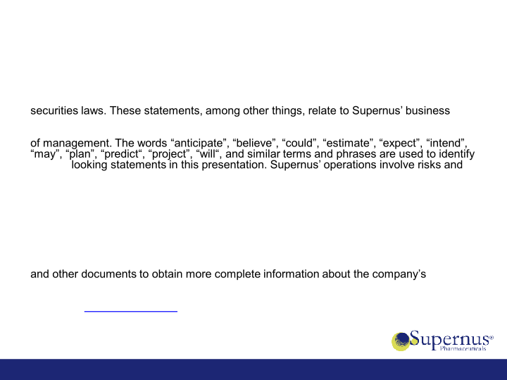 Acquisition of US WorldMeds’ CNS Portfolio slide image #3